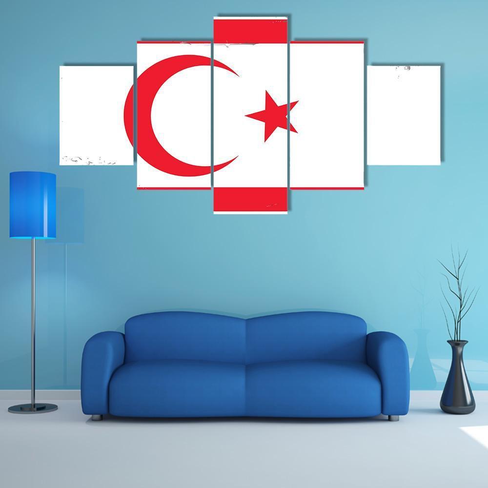 Northern Cyprus Flag Canvas Wall Art-5 Star-Gallery Wrap-62" x 32"-Tiaracle