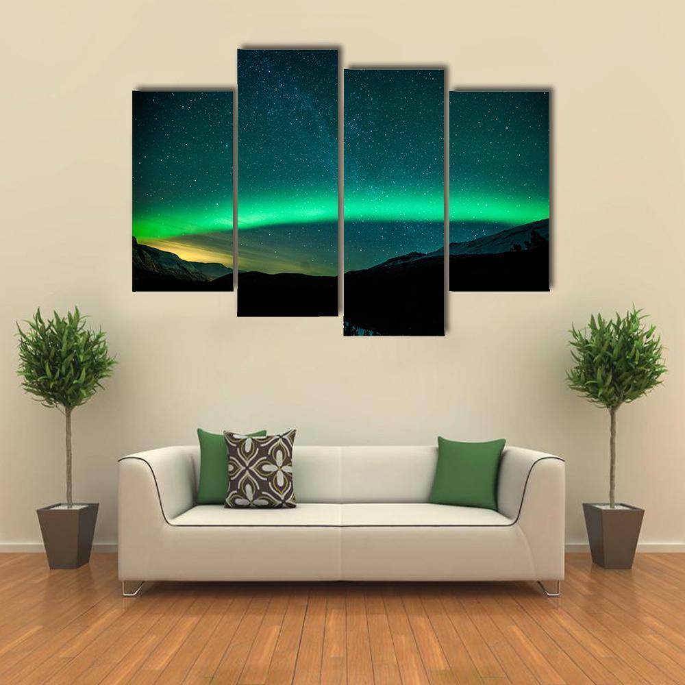 Northern Lights Arc Sweden Canvas Wall Art-4 Pop-Gallery Wrap-50" x 32"-Tiaracle