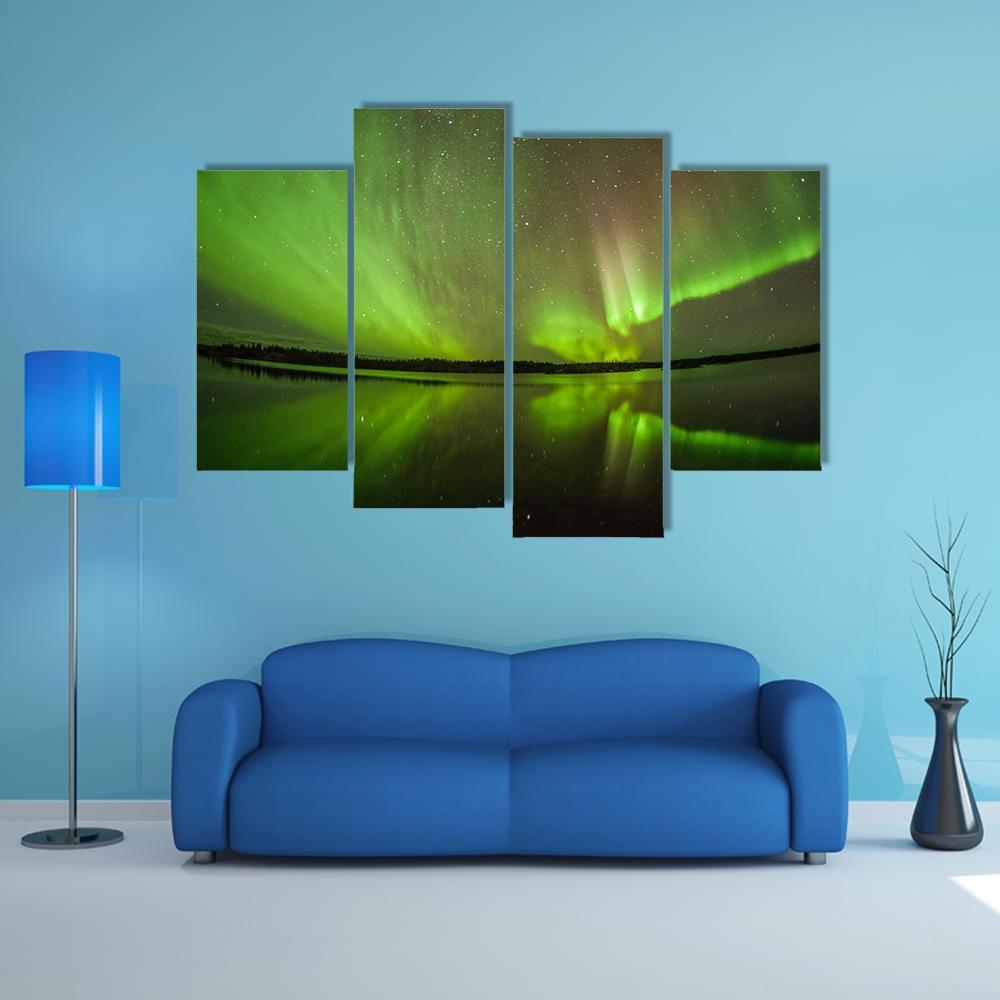 Northern Lights Aurora Borealis Canvas Wall Art-4 Pop-Gallery Wrap-50" x 32"-Tiaracle