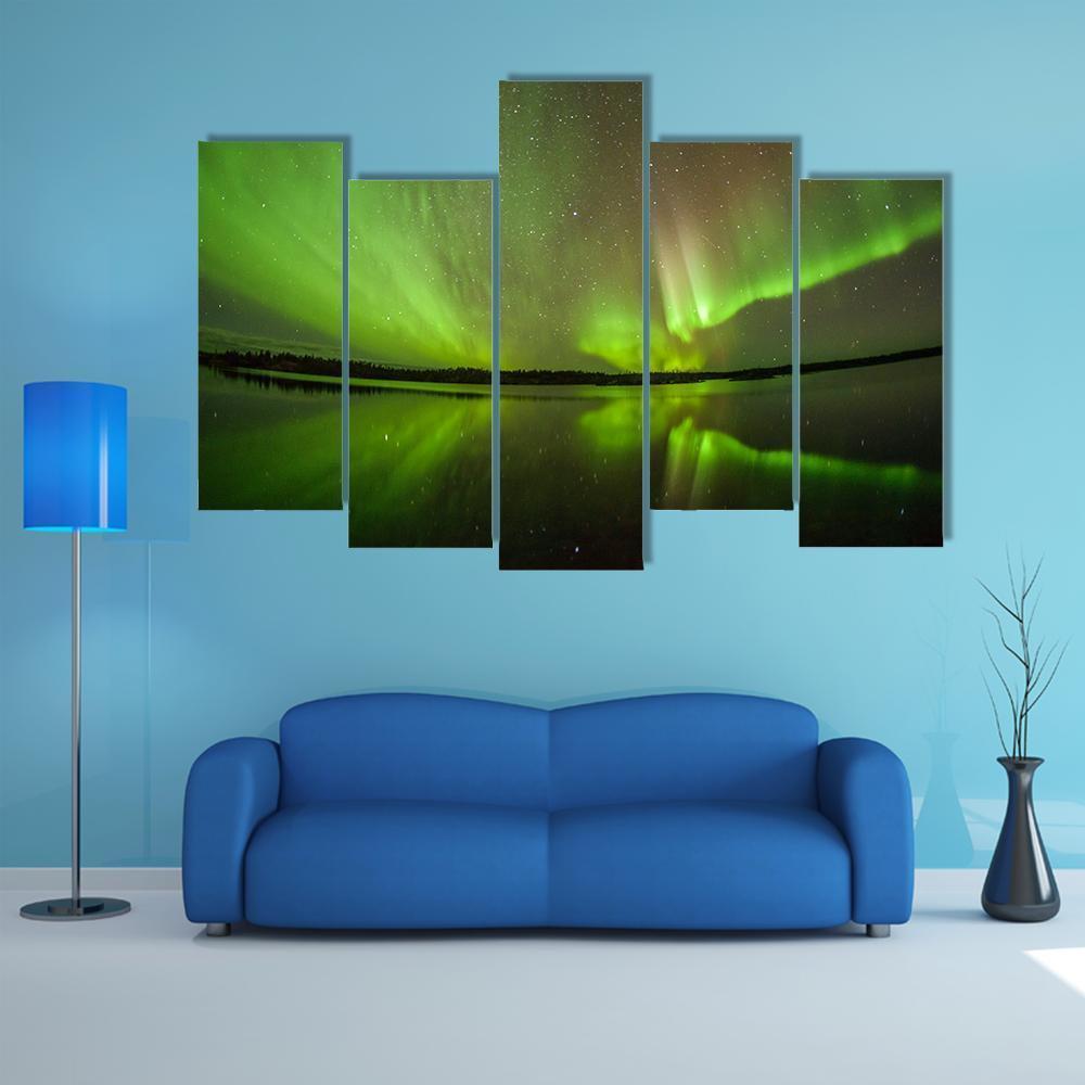 Northern Lights Aurora Borealis Canvas Wall Art-5 Pop-Gallery Wrap-47" x 32"-Tiaracle