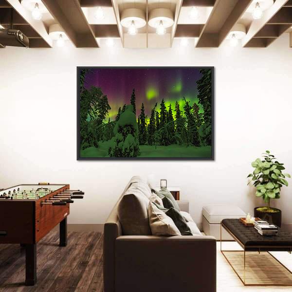 Northern Lights Finish Lapland Canvas Wall Art-3 Horizontal-Gallery Wrap-25" x 16"-Tiaracle