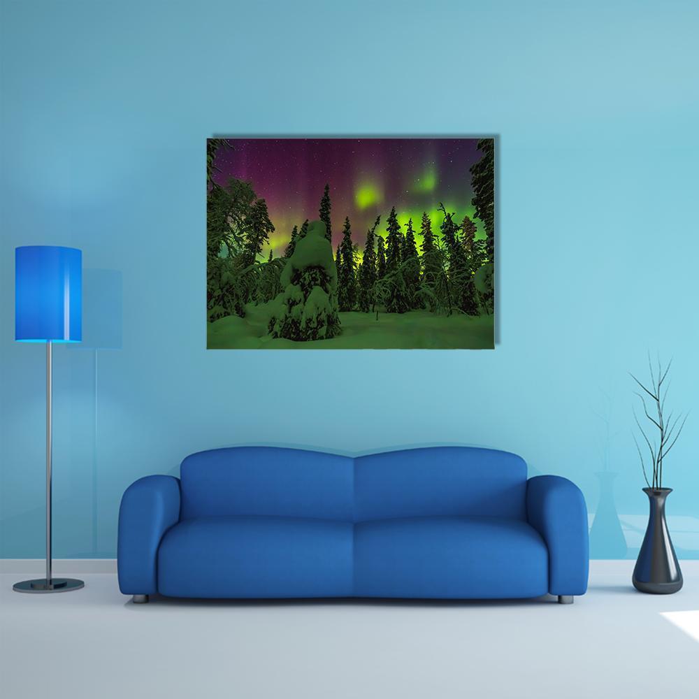 Northern Lights Finish Lapland Canvas Wall Art-1 Piece-Gallery Wrap-48" x 32"-Tiaracle