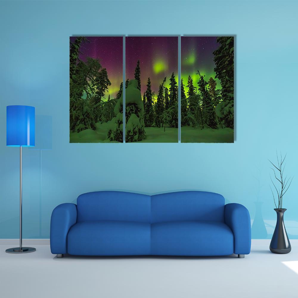 Northern Lights Finish Lapland Canvas Wall Art-3 Horizontal-Gallery Wrap-37" x 24"-Tiaracle