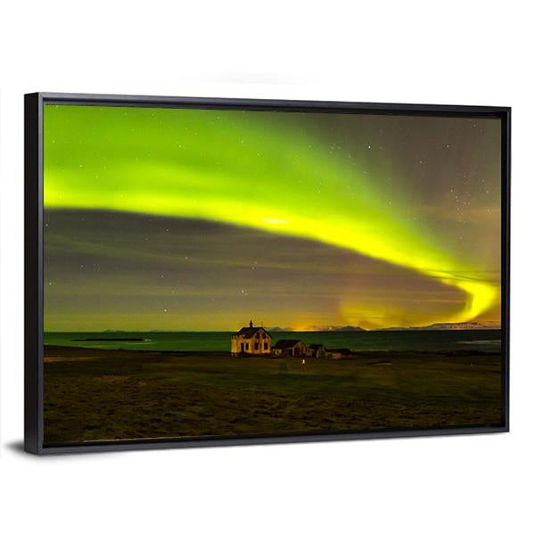 Northern Lights In Iceland Canvas Wall Art-3 Horizontal-Gallery Wrap-25" x 16"-Tiaracle