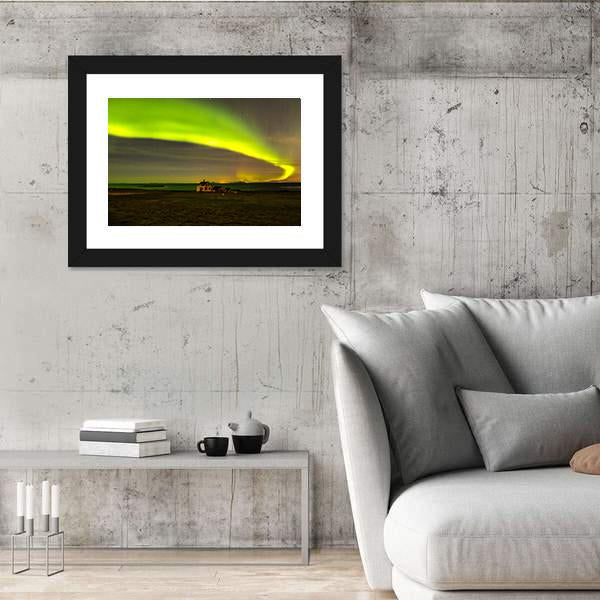 Northern Lights In Iceland Canvas Wall Art-3 Horizontal-Gallery Wrap-25" x 16"-Tiaracle