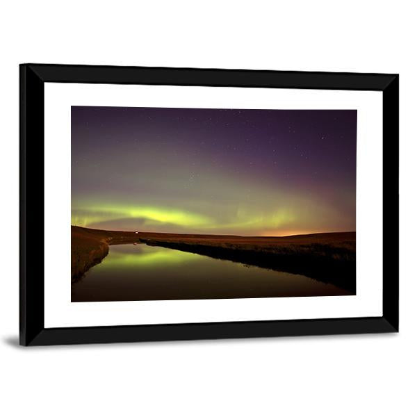 Northern Lights Over Moose Jaw River Canvas Wall Art-3 Horizontal-Gallery Wrap-25" x 16"-Tiaracle