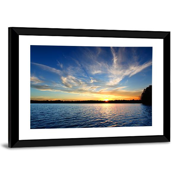 Northern Wisconsin Lake Sunset Canvas Wall Art-3 Horizontal-Gallery Wrap-25" x 16"-Tiaracle