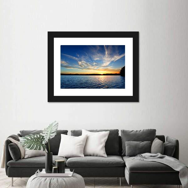 Northern Wisconsin Lake Sunset Canvas Wall Art-3 Horizontal-Gallery Wrap-25" x 16"-Tiaracle