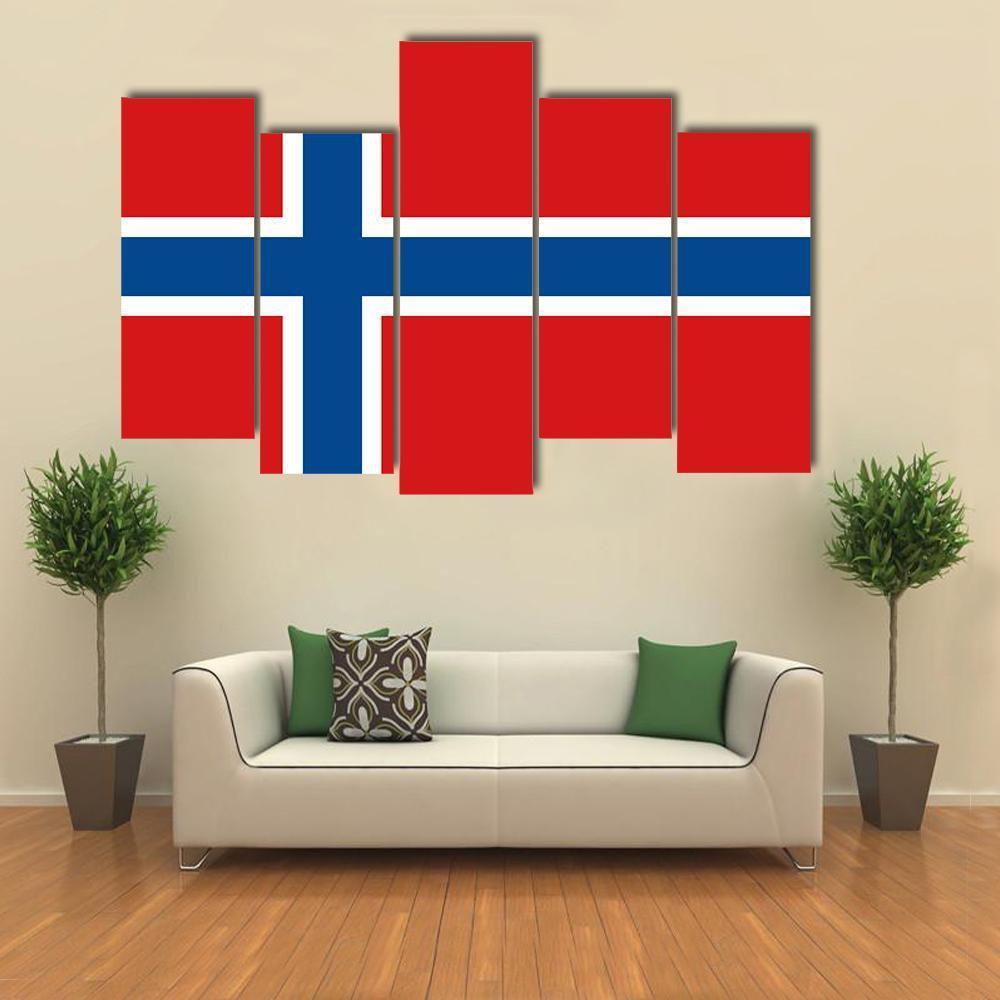 Norway Flag Canvas Wall Art-5 Pop-Gallery Wrap-47" x 32"-Tiaracle