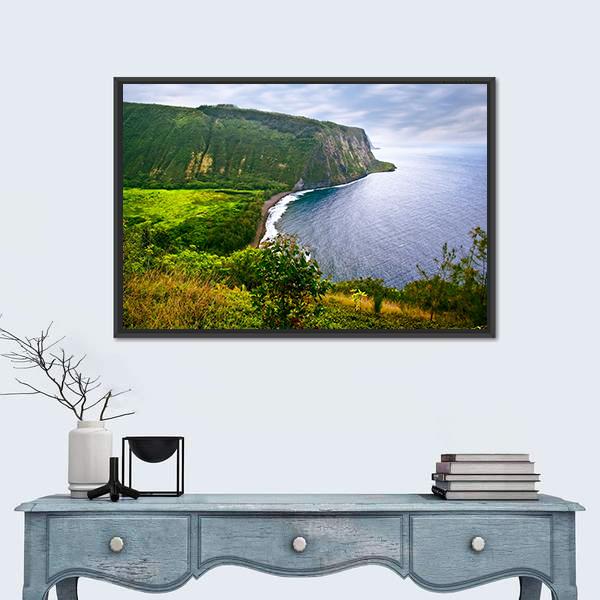 Ocean On Big Island Canvas Wall Art-1 Piece-Floating Frame-24" x 16"-Tiaracle