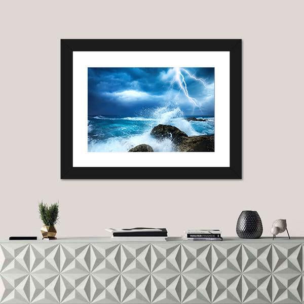 Ocean Storm Canvas Wall Art-1 Piece-Framed Print-20" x 16"-Tiaracle