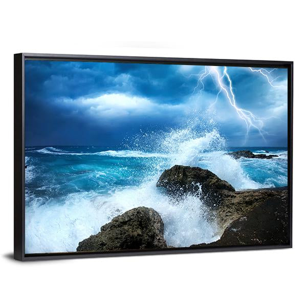 Ocean Storm Canvas Wall Art-3 Horizontal-Gallery Wrap-25" x 16"-Tiaracle