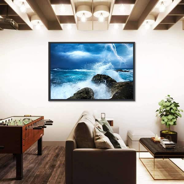 Ocean Storm Canvas Wall Art-3 Horizontal-Gallery Wrap-25" x 16"-Tiaracle