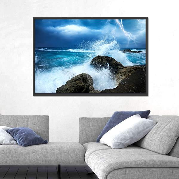 Ocean Storm Canvas Wall Art-3 Horizontal-Gallery Wrap-25" x 16"-Tiaracle