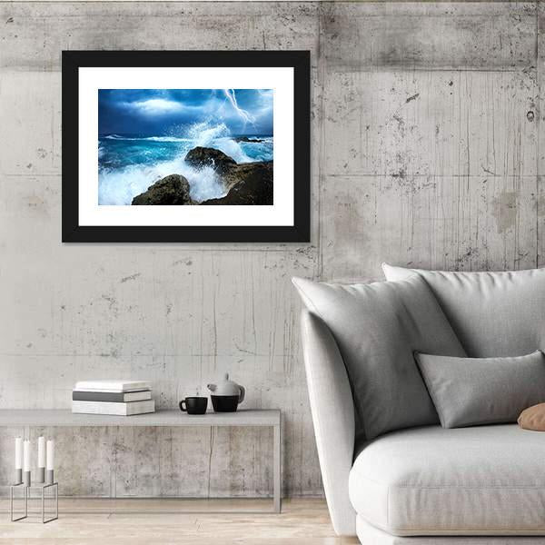 Ocean Storm Canvas Wall Art-3 Horizontal-Gallery Wrap-25" x 16"-Tiaracle