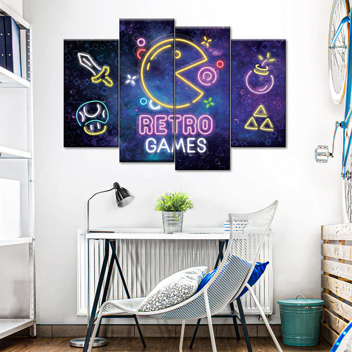 Neon -Retro -Spiele Wandkunst