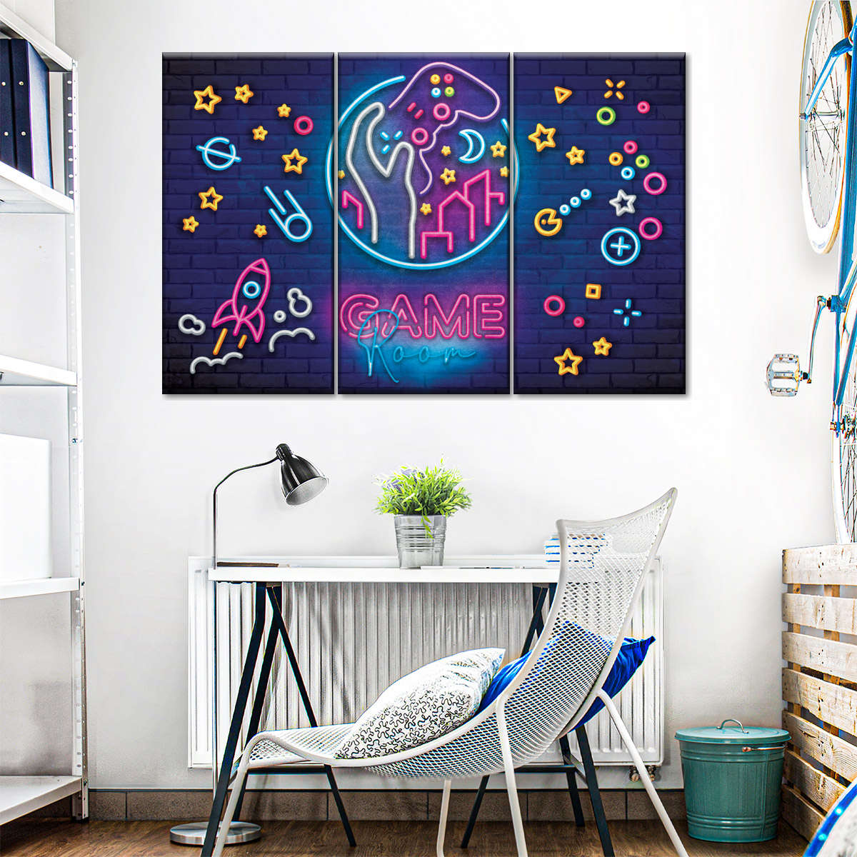 Spielzimmer Neonsymbole Wandkunst