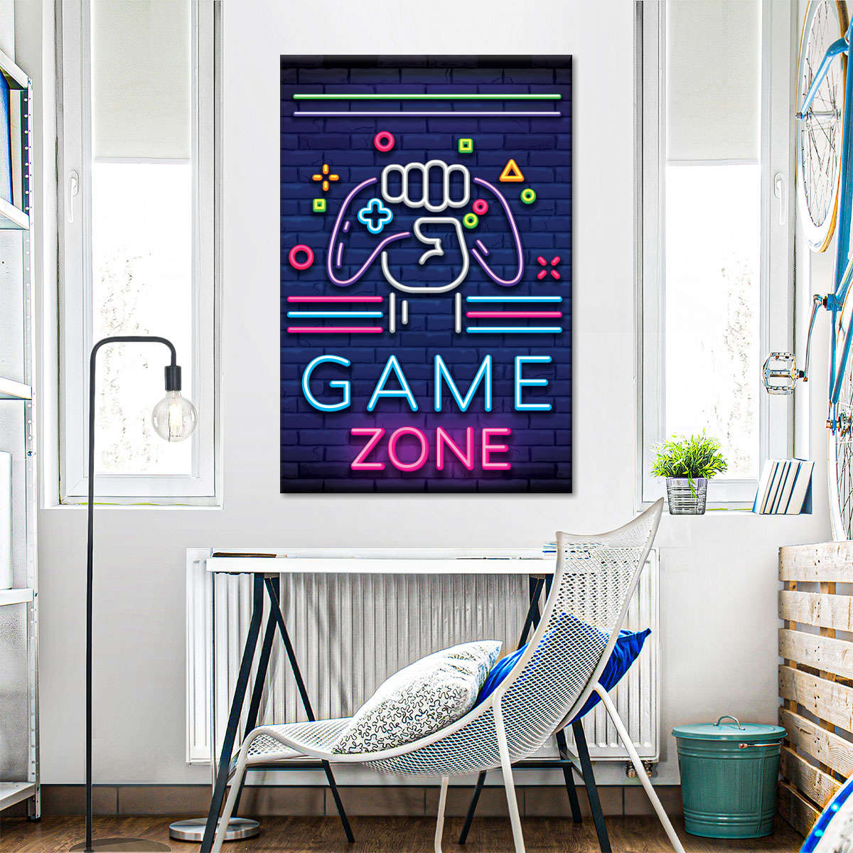 Neon -Spielzone Wandkunst