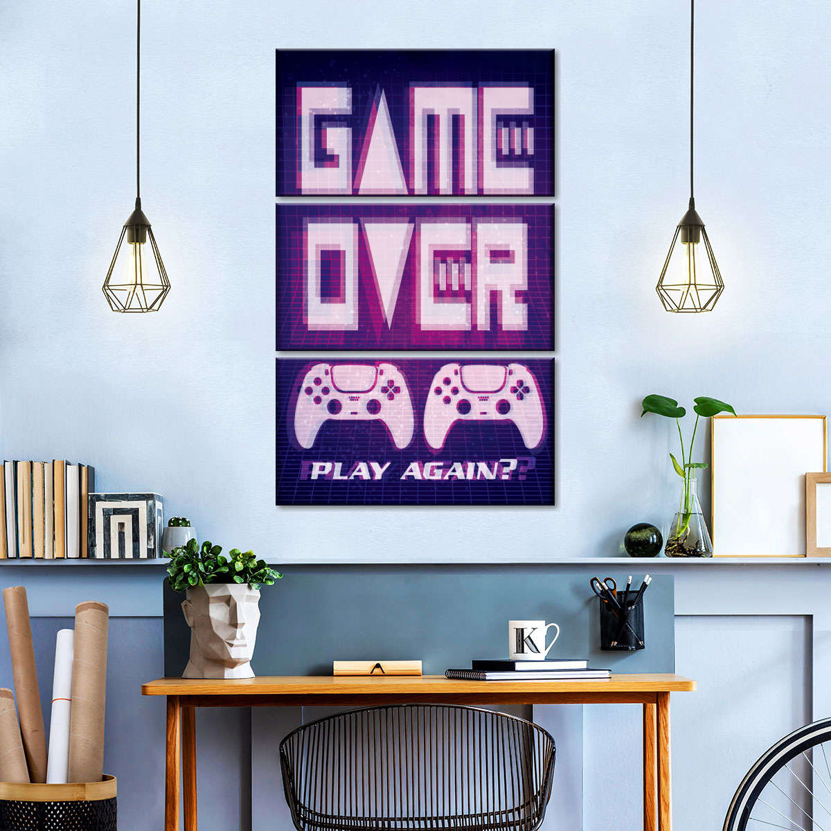 Game Over Play Again Sign Sign Wall Art