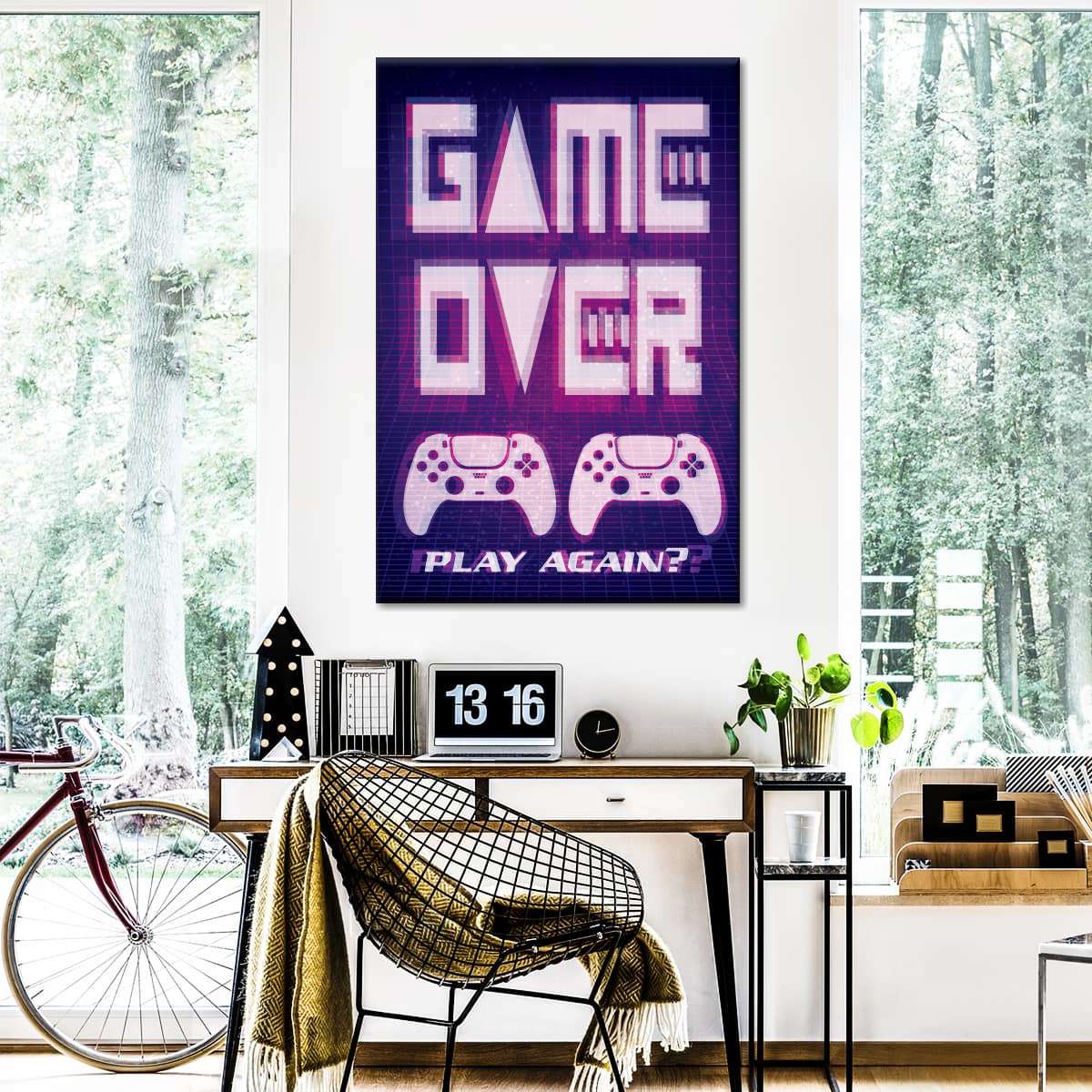 Game Over Play Again Sign Sign Wall Art