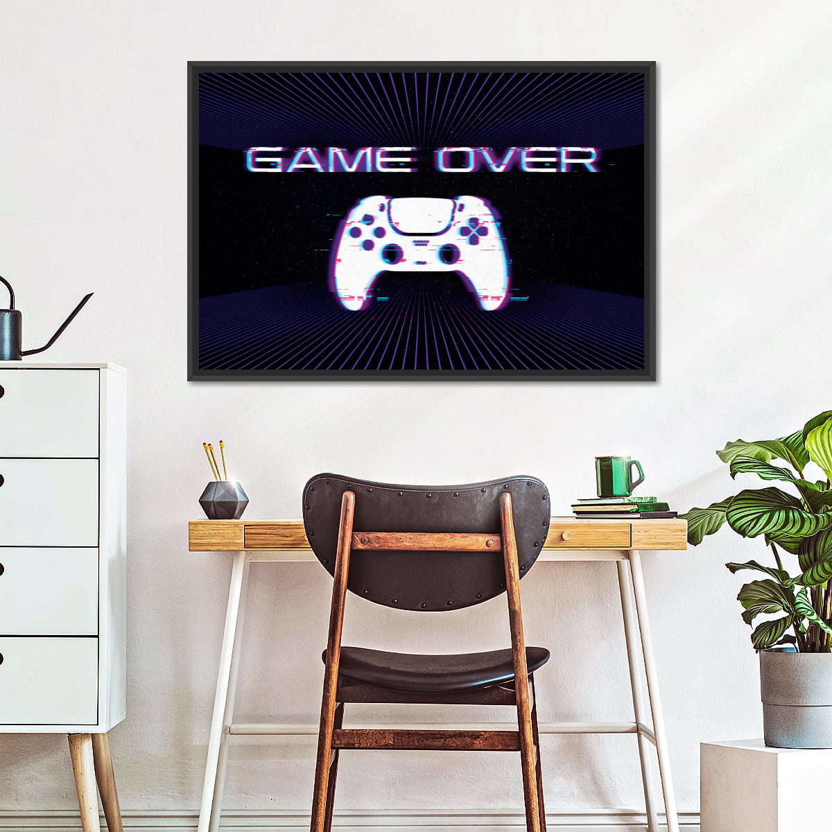 Game Over Controller -Glitch -Wandkunst