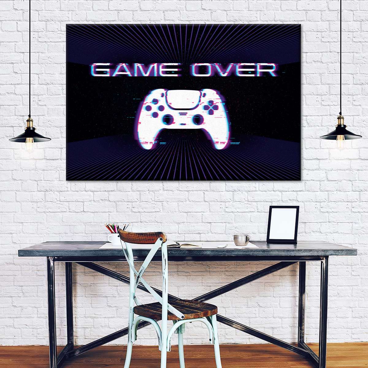Game Over Controller -Glitch -Wandkunst