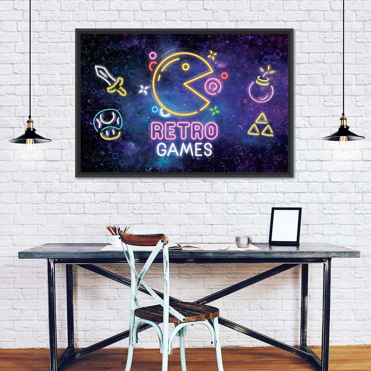 Neon -Retro -Spiele Wandkunst