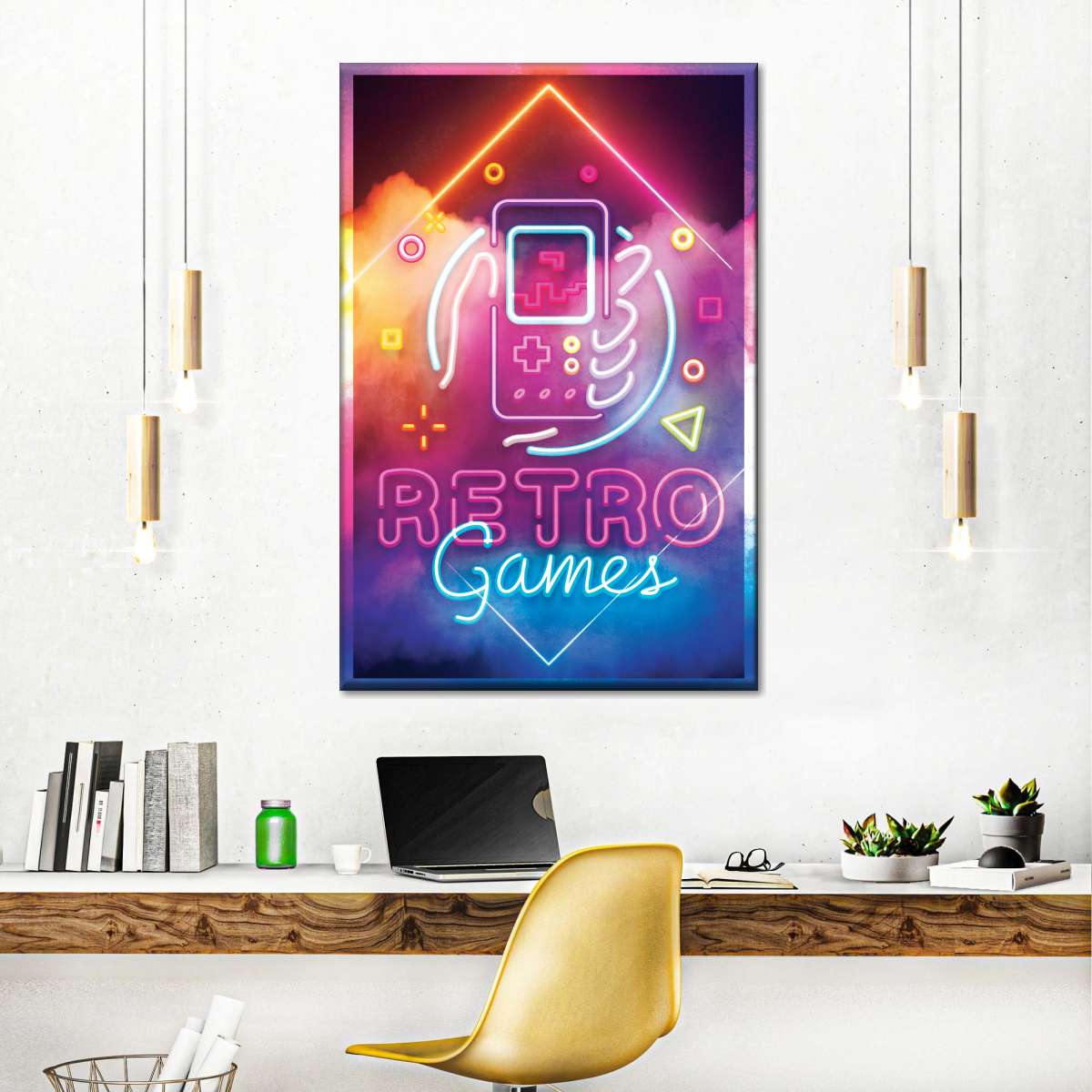 ریٹرو گیمز نیین لائٹ وال آرٹ