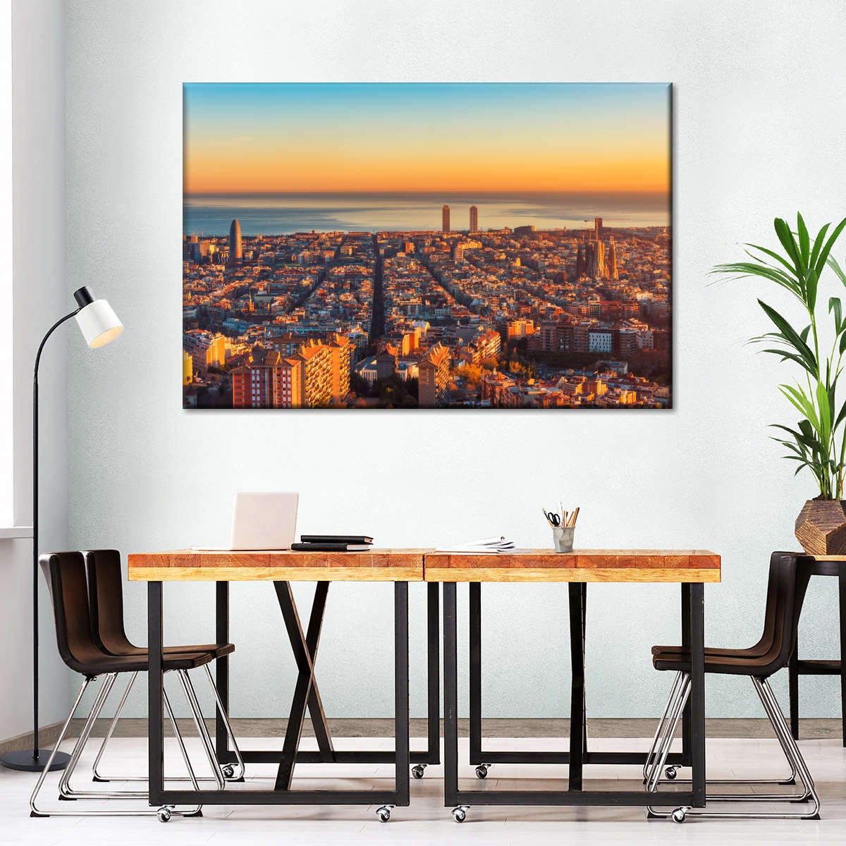 Barcelona Sunset Horizon Wandkunst