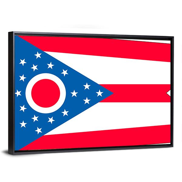 Ohio State Flag Canvas Wall Art-3 Horizontal-Gallery Wrap-25" x 16"-Tiaracle