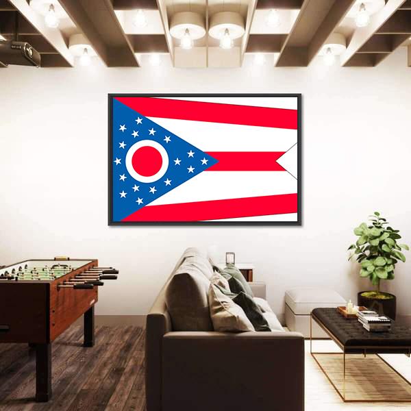 Ohio State Flag Canvas Wall Art-3 Horizontal-Gallery Wrap-25" x 16"-Tiaracle
