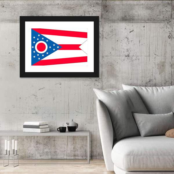 Ohio State Flag Canvas Wall Art-3 Horizontal-Gallery Wrap-25" x 16"-Tiaracle