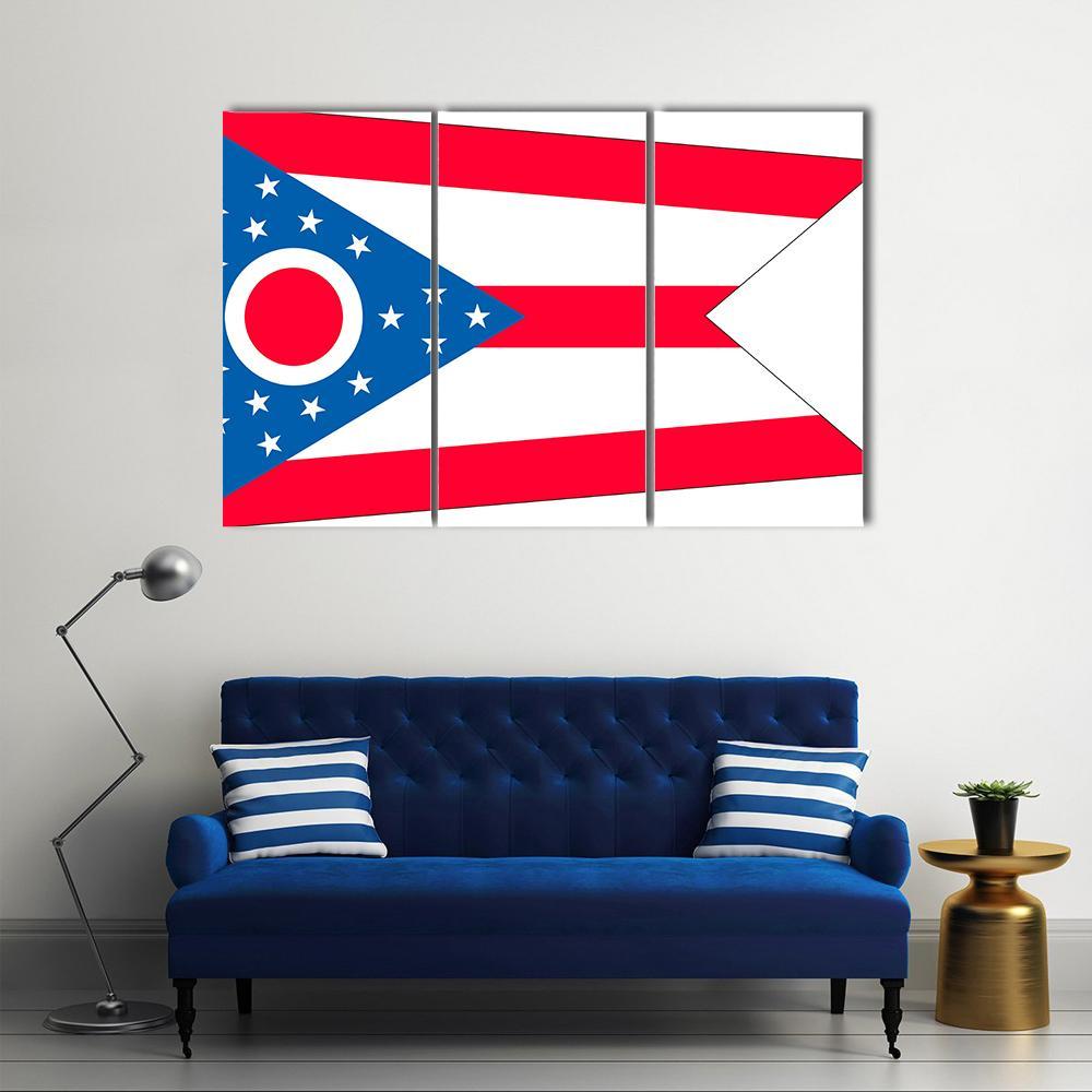 Ohio State Flag Canvas Wall Art-3 Horizontal-Gallery Wrap-37" x 24"-Tiaracle