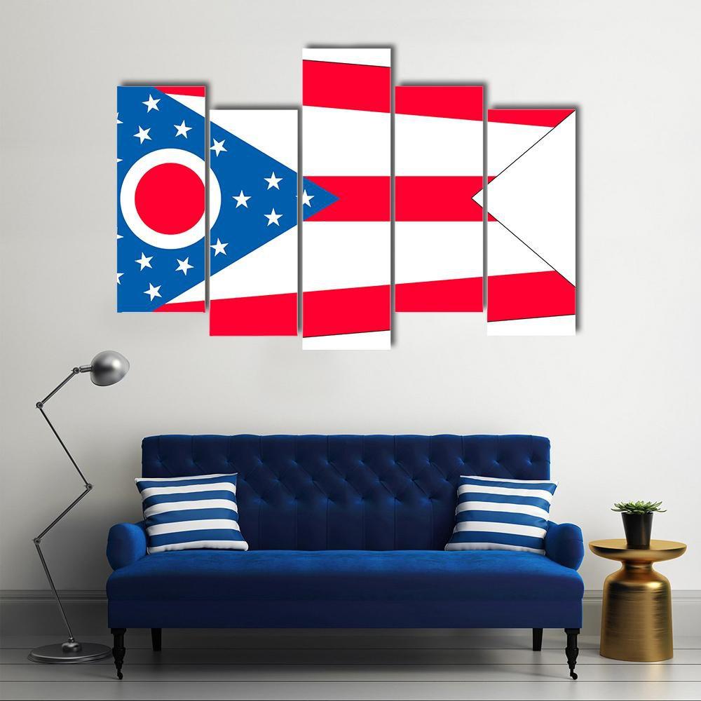 Ohio State Flag Canvas Wall Art-5 Pop-Gallery Wrap-47" x 32"-Tiaracle