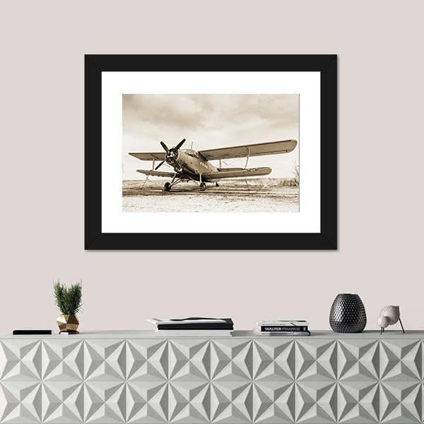 Old Airplane Canvas Wall Art-1 Piece-Framed Print-20" x 16"-Tiaracle