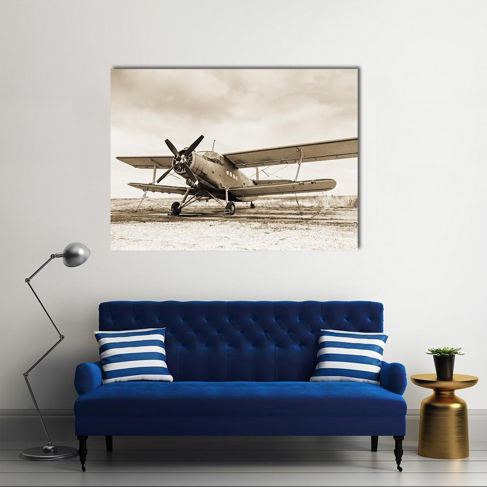 Old Airplane Canvas Wall Art-1 Piece-Gallery Wrap-48" x 32"-Tiaracle