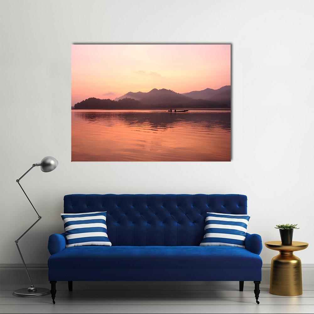 Old Boat In Lake Canvas Wall Art-1 Piece-Gallery Wrap-48" x 32"-Tiaracle