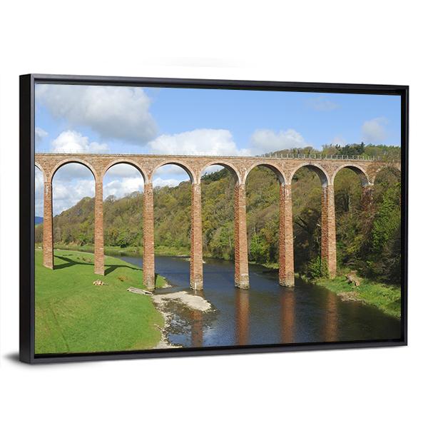 Old Bridge Over River Tweed Canvas Wall Art-3 Horizontal-Gallery Wrap-25" x 16"-Tiaracle