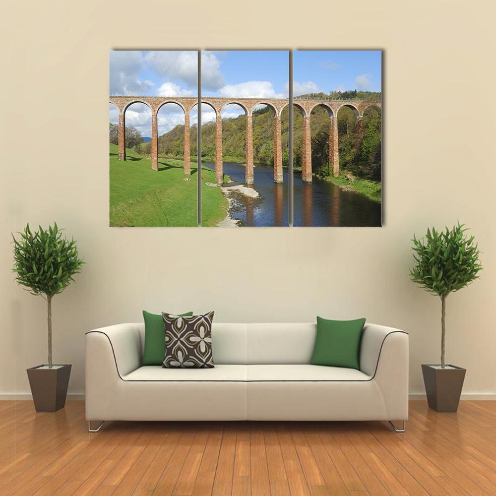 Old Bridge Over River Tweed Canvas Wall Art-3 Horizontal-Gallery Wrap-37" x 24"-Tiaracle