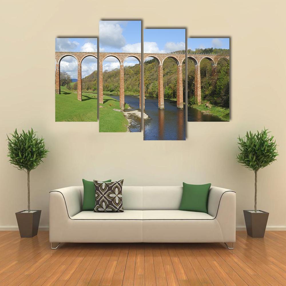 Old Bridge Over River Tweed Canvas Wall Art-4 Pop-Gallery Wrap-50" x 32"-Tiaracle