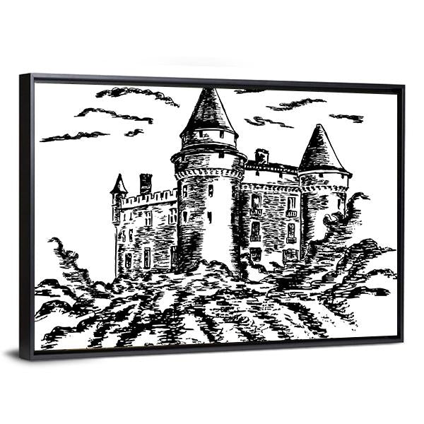 Old Castle Canvas Wall Art-3 Horizontal-Gallery Wrap-25" x 16"-Tiaracle