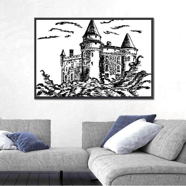 Old Castle Canvas Wall Art-3 Horizontal-Gallery Wrap-25" x 16"-Tiaracle
