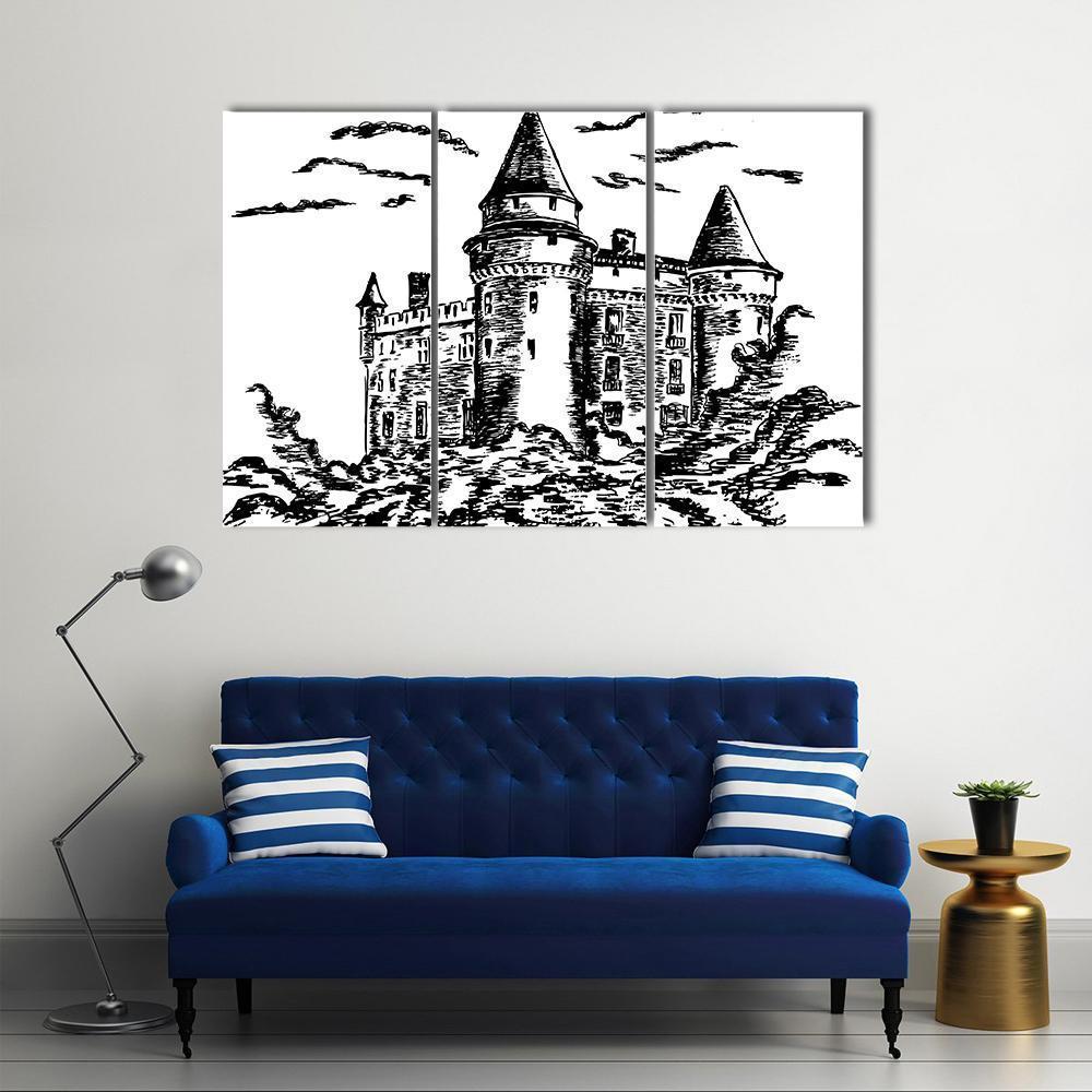 Old Castle Canvas Wall Art-3 Horizontal-Gallery Wrap-37" x 24"-Tiaracle