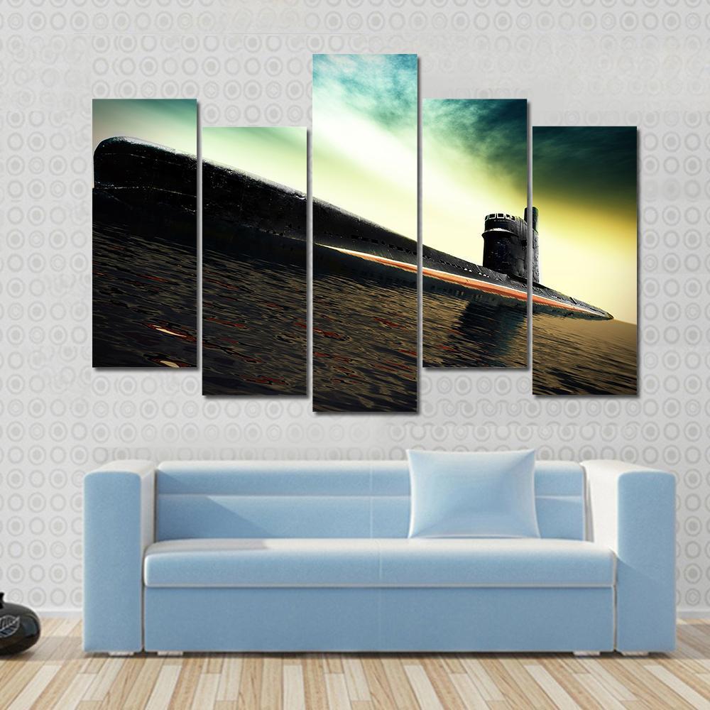 Old Submarine Canvas Wall Art-5 Pop-Gallery Wrap-47" x 32"-Tiaracle