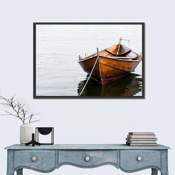 Old Wooden Row Boat Canvas Wall Art-1 Piece-Floating Frame-24" x 16"-Tiaracle