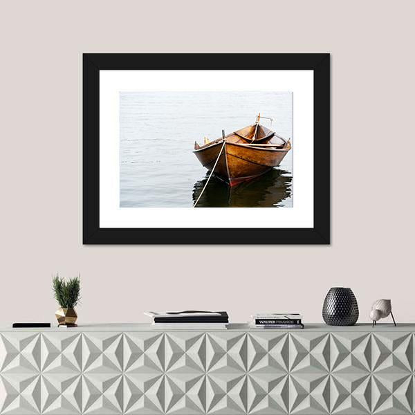 Old Wooden Row Boat Canvas Wall Art-1 Piece-Framed Print-20" x 16"-Tiaracle