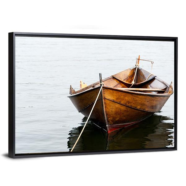 Old Wooden Row Boat Canvas Wall Art-3 Horizontal-Gallery Wrap-25" x 16"-Tiaracle