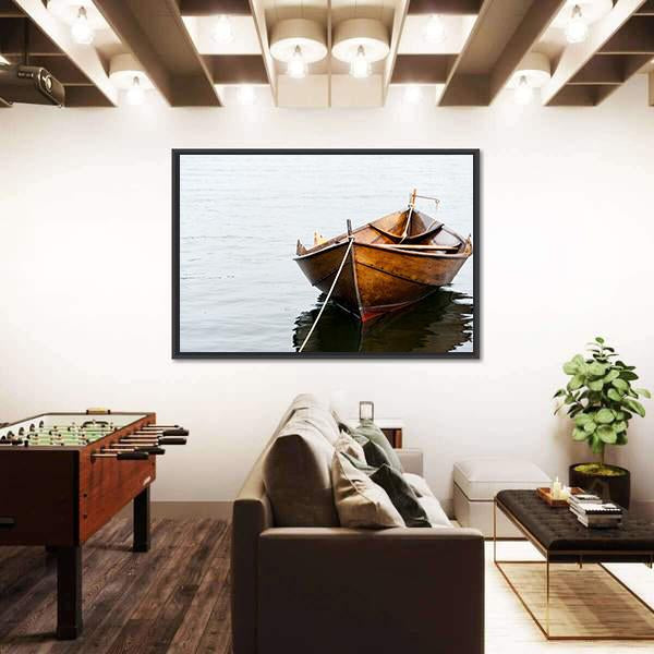 Old Wooden Row Boat Canvas Wall Art-3 Horizontal-Gallery Wrap-25" x 16"-Tiaracle