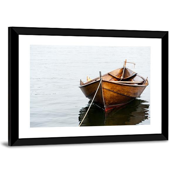 Old Wooden Row Boat Canvas Wall Art-3 Horizontal-Gallery Wrap-25" x 16"-Tiaracle