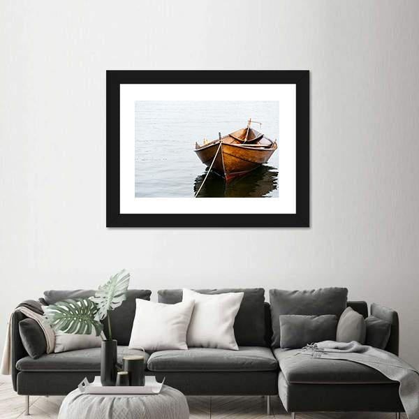 Old Wooden Row Boat Canvas Wall Art-3 Horizontal-Gallery Wrap-25" x 16"-Tiaracle